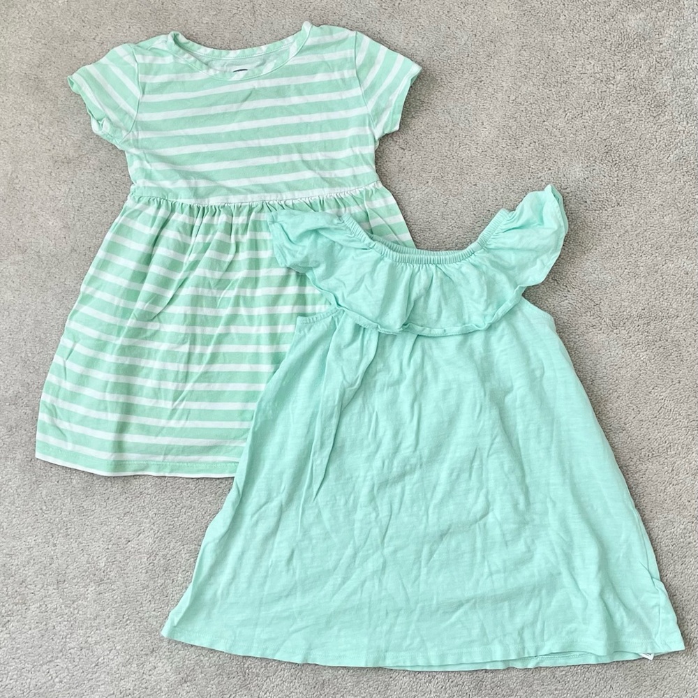 Old navy mint green 2 dress bundle toddler girl size 3T